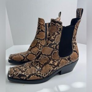 Jeffrey Campbell Poker Bootie Brown Black Snake Snakeskin size 9.5 $235